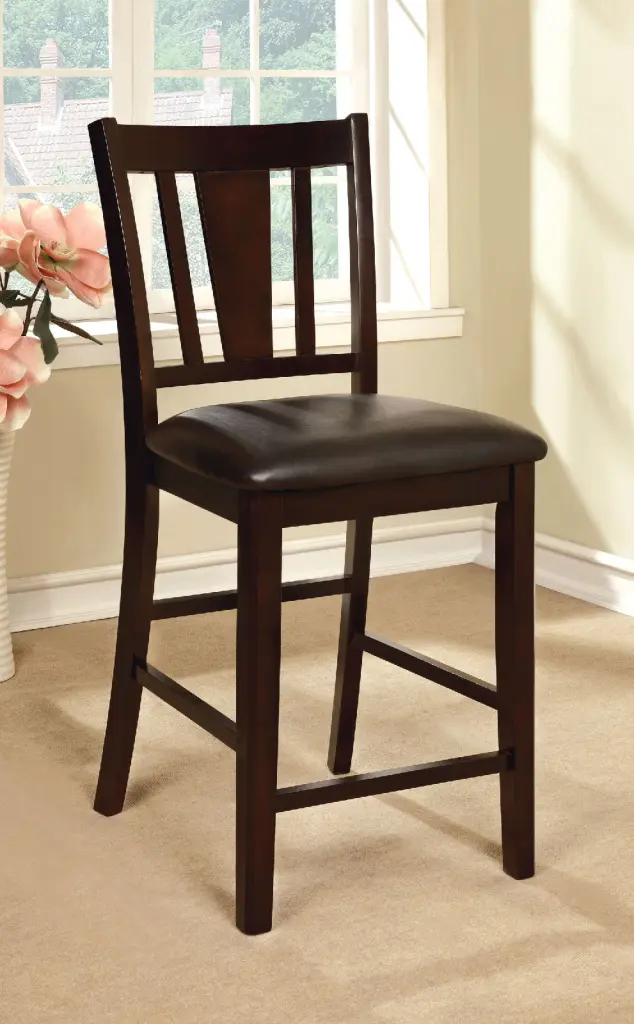 Set 2Pc Chairs Dark Espresso Finish Solid Wood Kitchen Counter Heig kanepe