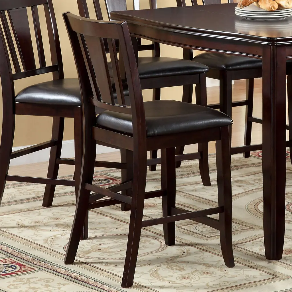 Set 2 Counter Height Chairs Dark Espresso Finish Solid Timber Kitchen kanepe