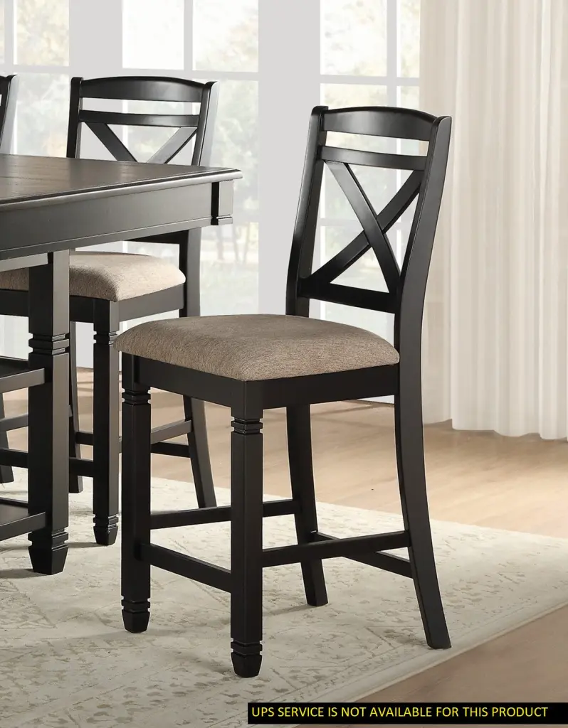 Transitional Style Dining Counter Height Chairs Set 2 Black Finish kanepe