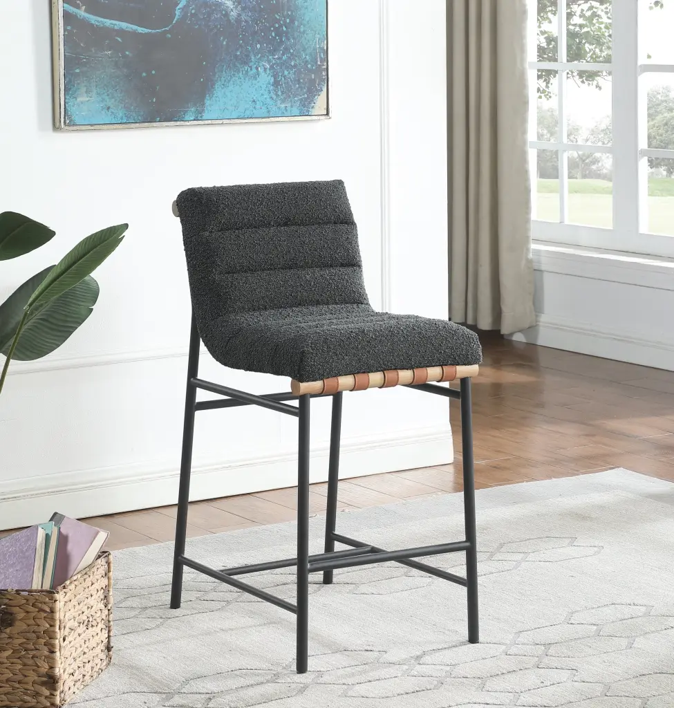Lahni 17.75" Dark Gray Boucle Counter Height Chair lilola home