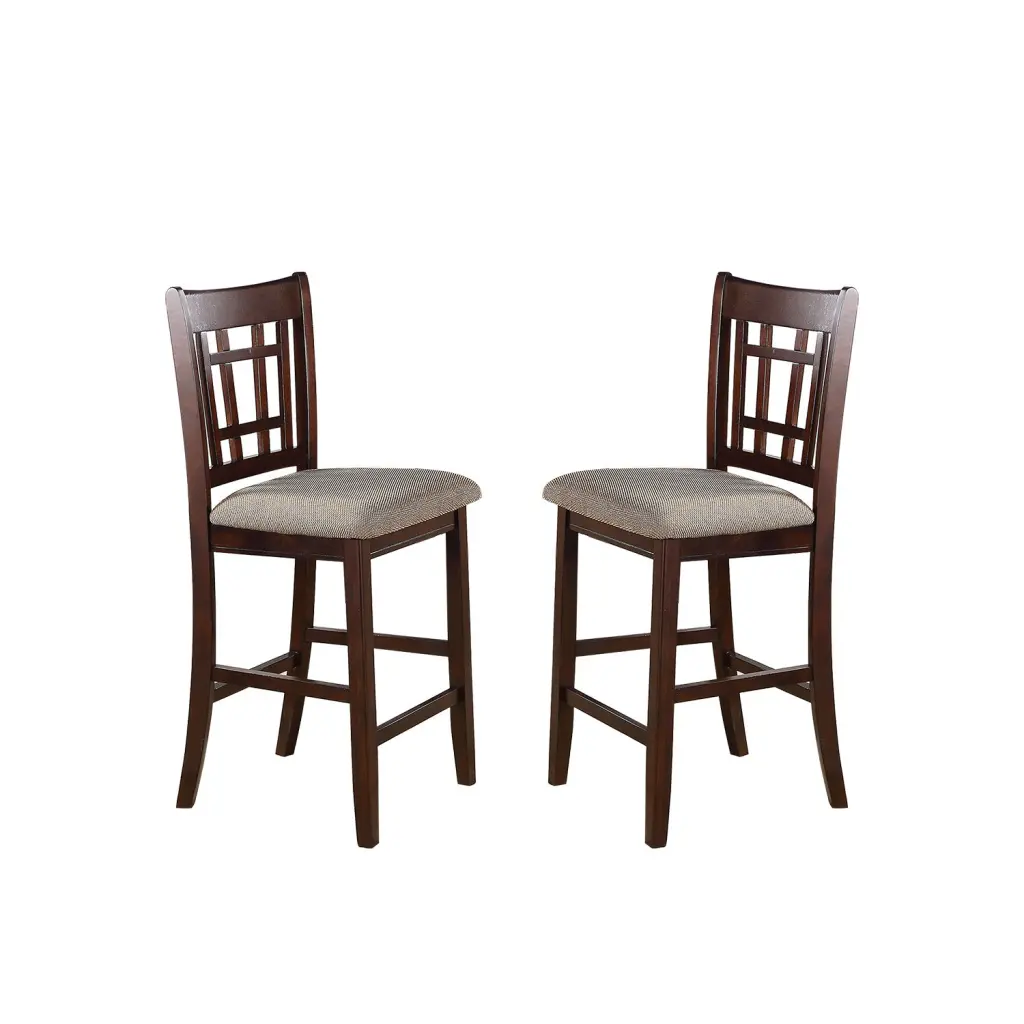 Neena Height Chair Set 2 Beige Upholstered Seat and Brown Solid Frame simple relax