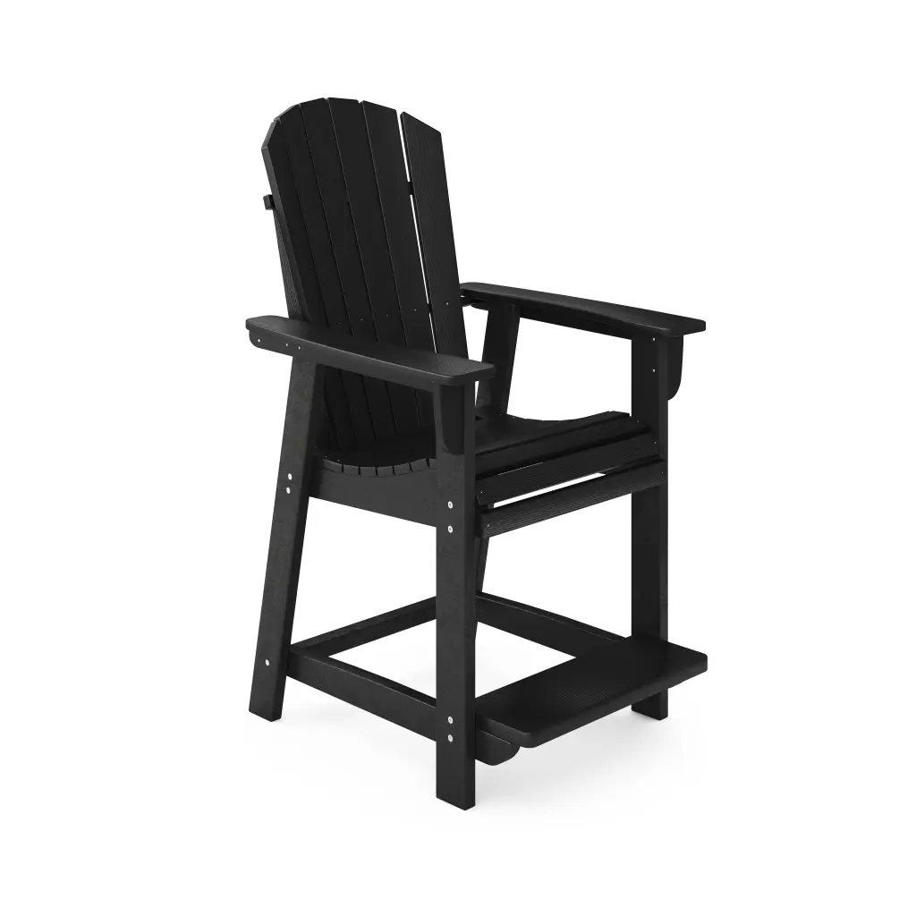 Black Adirondack Style Counter Chair Chic HDPE Poly Lumber Dining sopoly