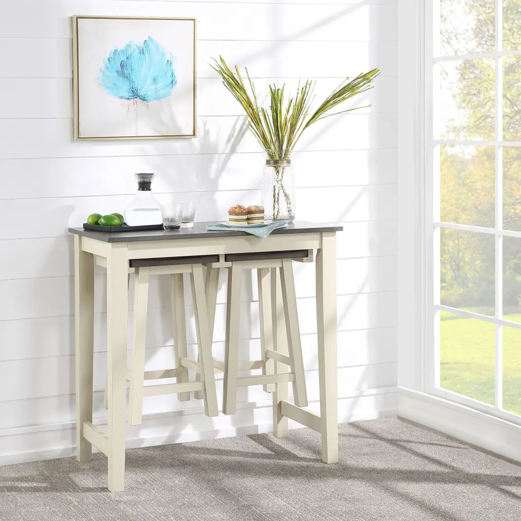 Grey Oak And Antique White 3 Piece Counter Height Set Grey White Kitchen furniture max