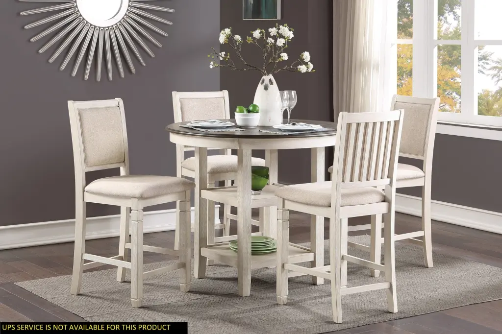 Antique White And Brown Finish 5 Piece Counter Height Dining Set Benches kanepe