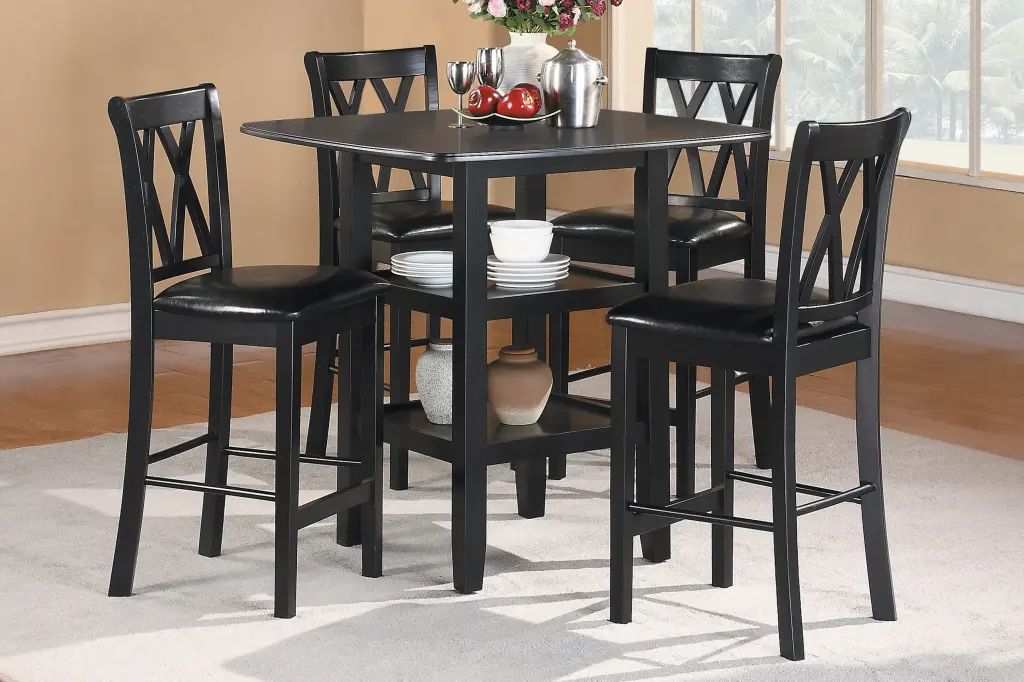 Black Finish 5 Piece Counter Height Dining Set Chairs kanepe
