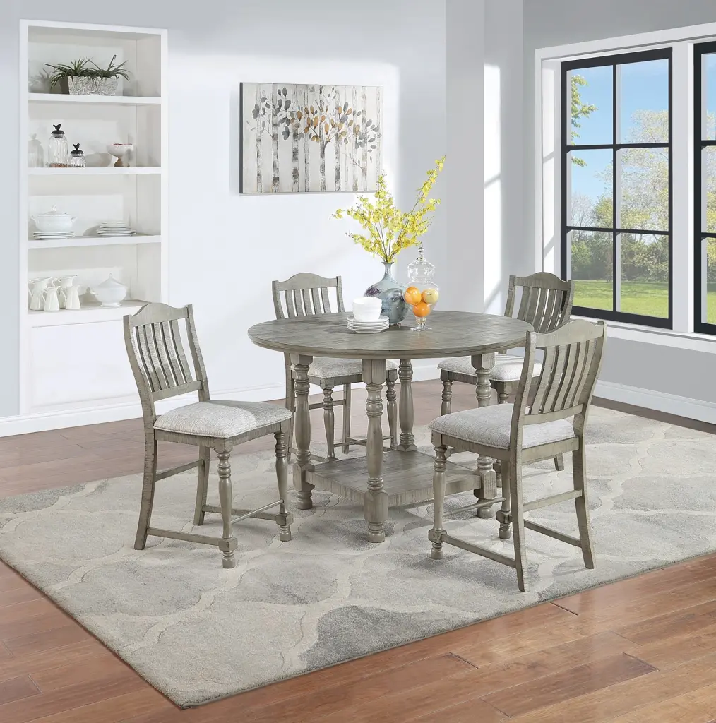 Dining Table 4 High Chairs 5 Piece Counter Height Dining Set Light Grey Kitchen kanepe