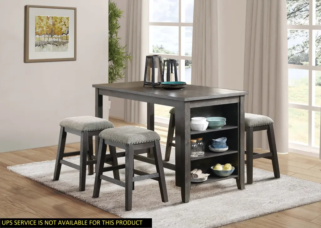 Gray Finish 5Pc Counter Height Set Multifunctional Table kanepe