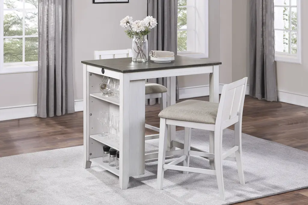 Transitional White And Gray Finish 3 Piece Counter Height Dining Set kanepe