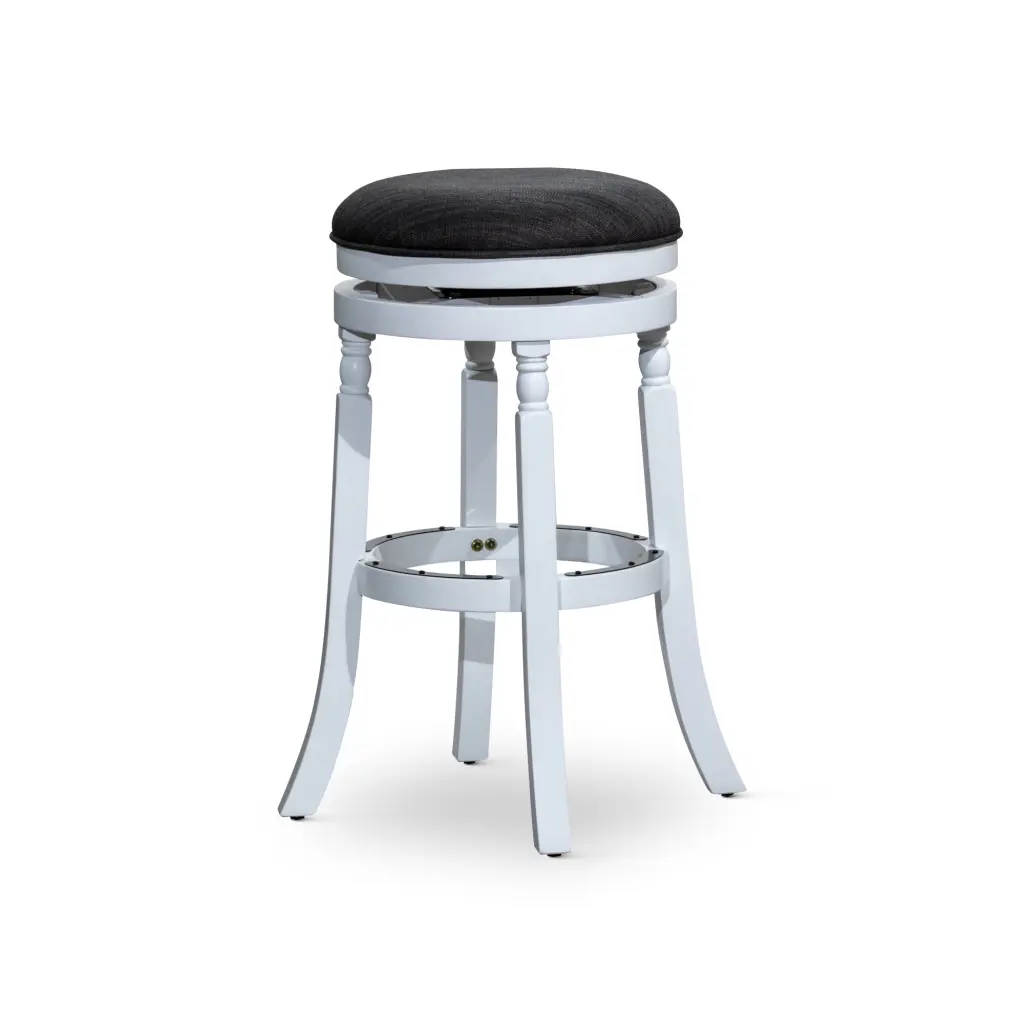 30 Bar Stool White Finish Charcoal Fabric Seat White Fabric dty home