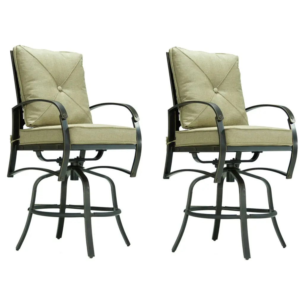 Bar Chair Back And Seat Cushion Set 2 Antique Bronze Aluminiu gathercraft