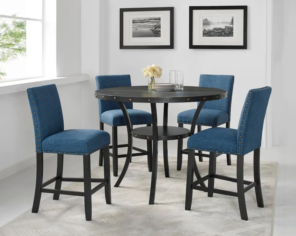 Biony Blue Counter Height Stools Trim Set 2 Blue Spot hz