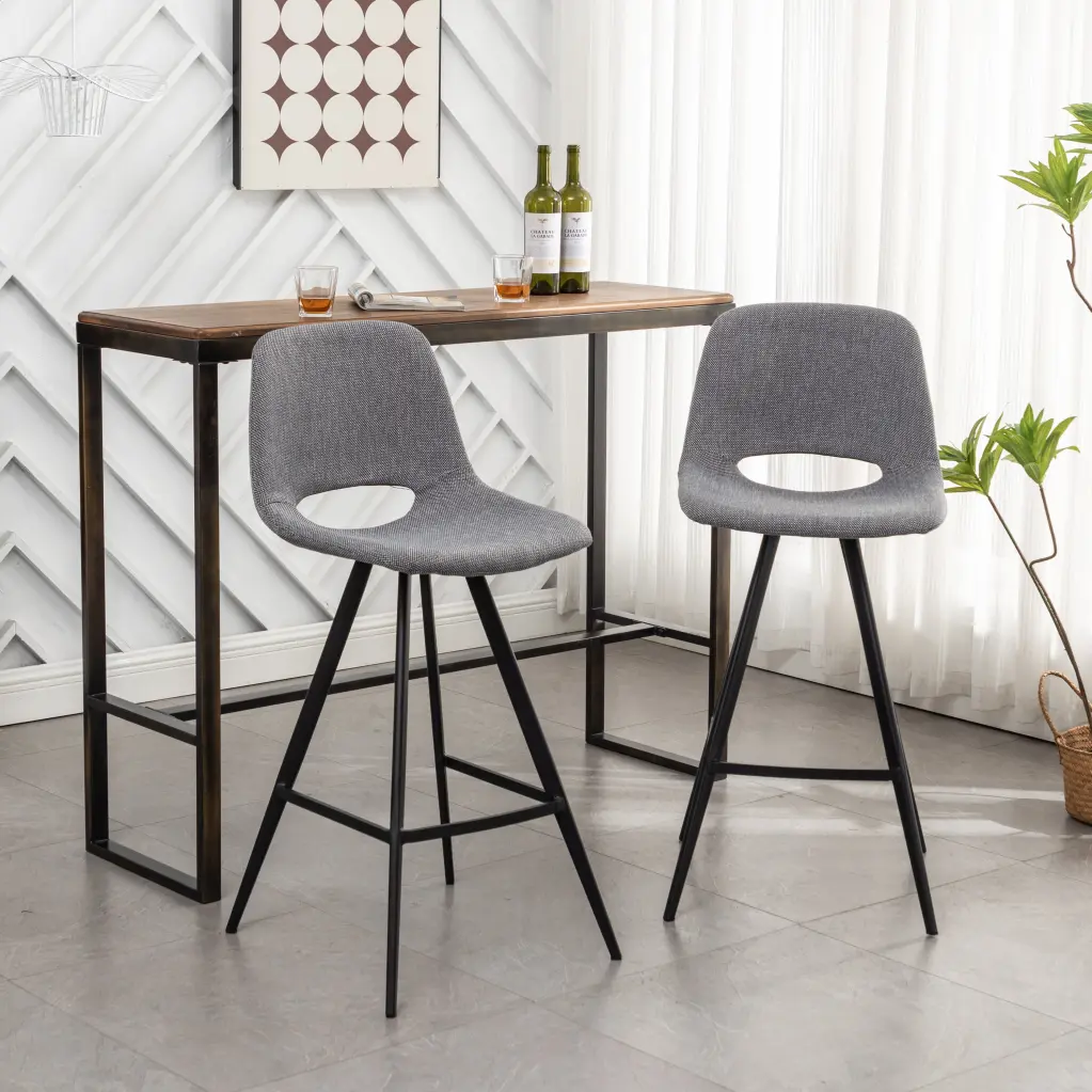Porth Material Kitchen 28.25 Inch Counter Height Stools Set 2 Gray hz
