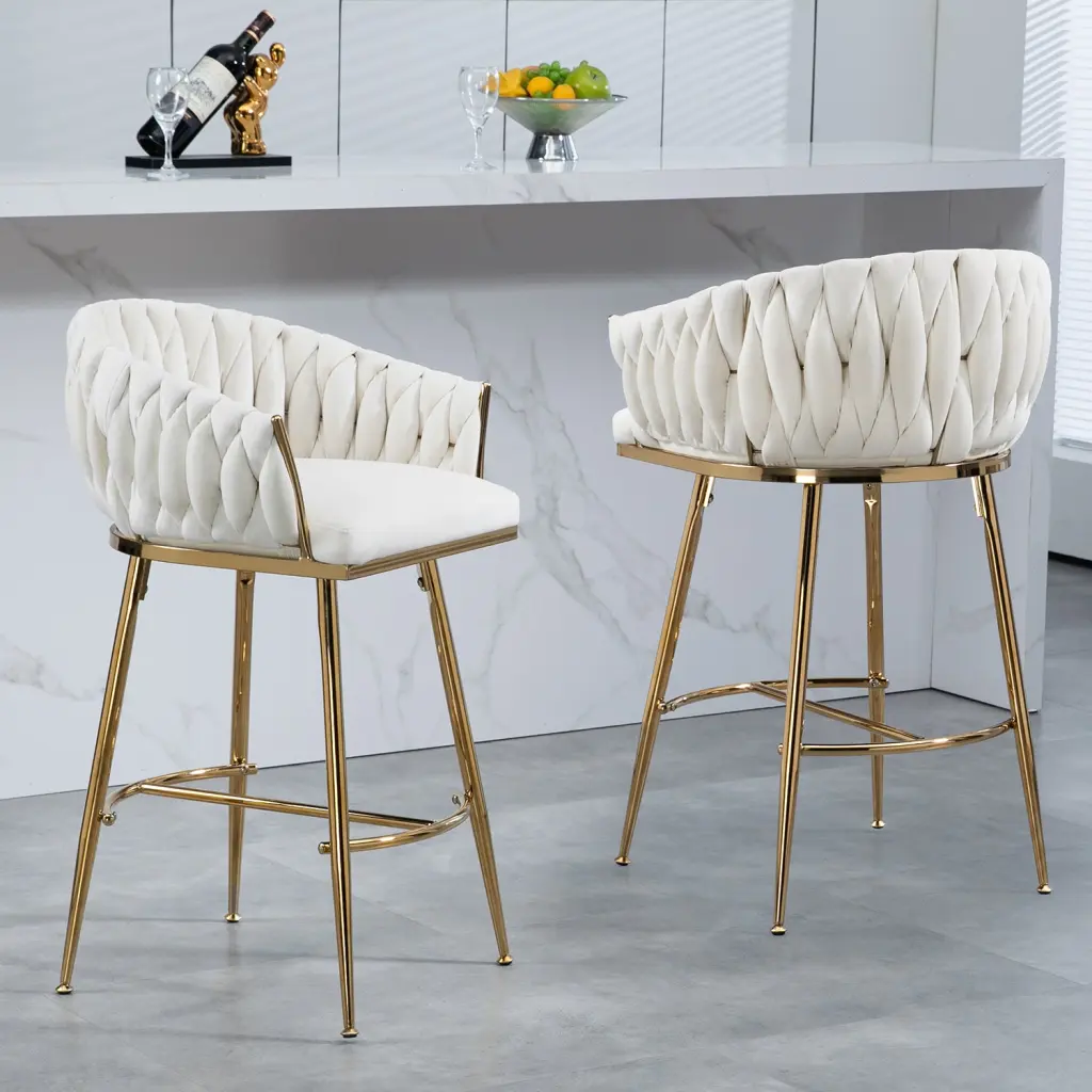 26 Inch Counter Height Bar Stools Velvet Kitchen Island Counter Bar Stool Set 2