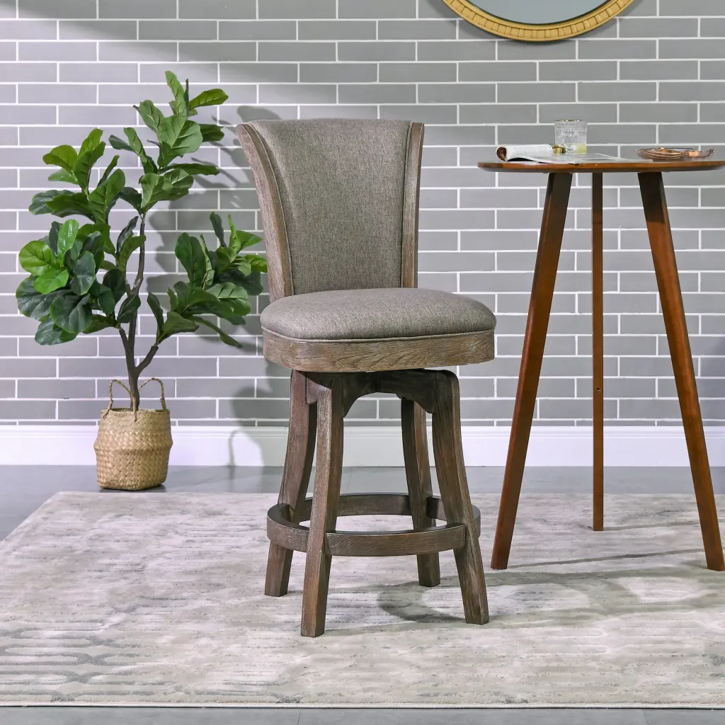 Henry 27 Inch Armless Swivel Counter Height Bar Stool Heathered Grey Linen jennifer taylor home