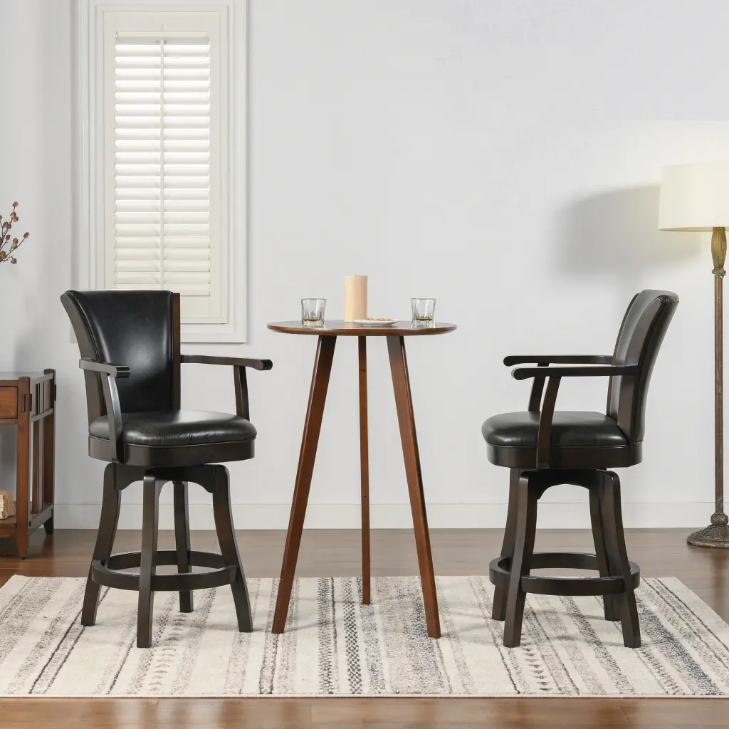 Williams 27In Swivel Counter Height Bar Stool Vintage Black Brown Faux Leather jennifer taylor home