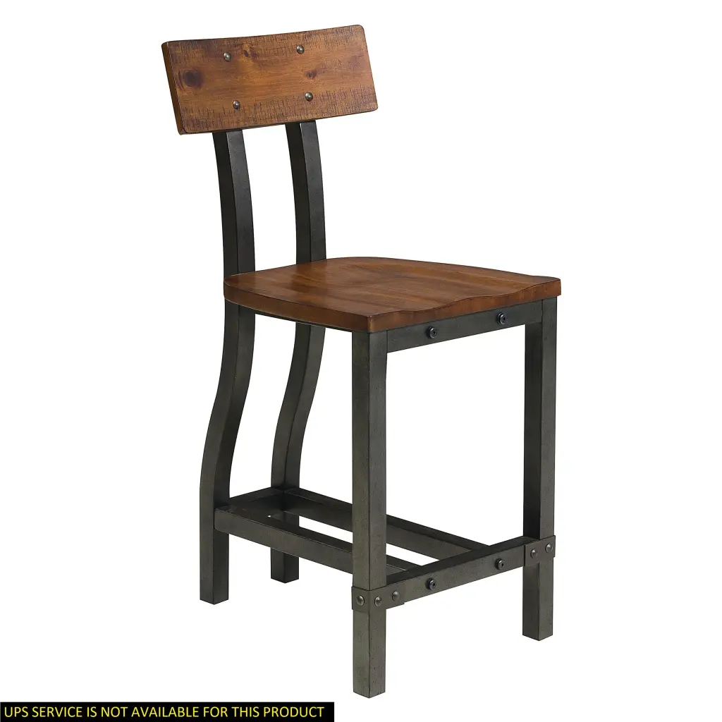 Rustic Brown And Gunmetal Finish Timberen Counter Height Chairs 2Pc Set Bar Stools kanepe