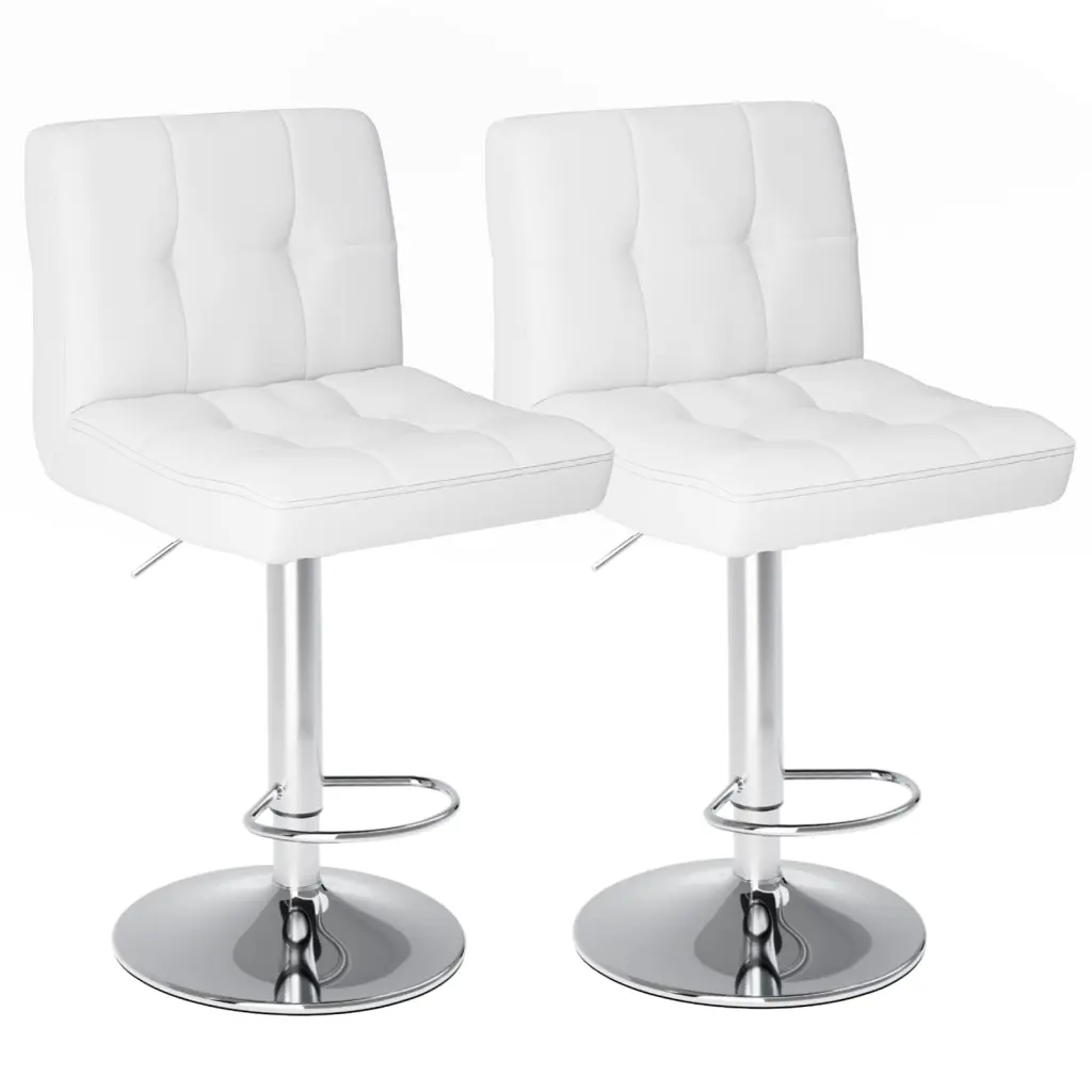 Set 2 Counter Height Bar Stools Square Cushion Seats w2201