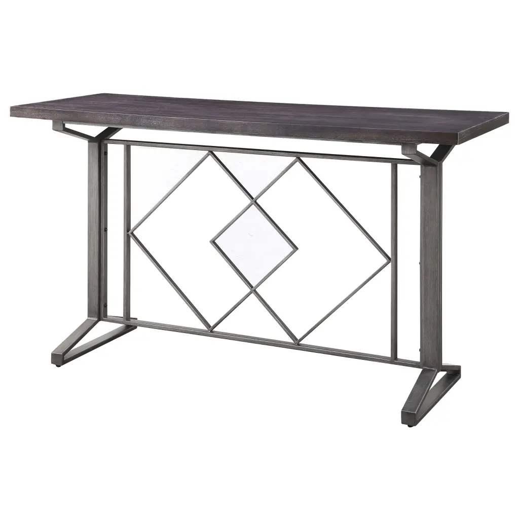 Salvaged Brown And Black Trestle Base Counter Height Table Industrial Style Dining Table furniture max