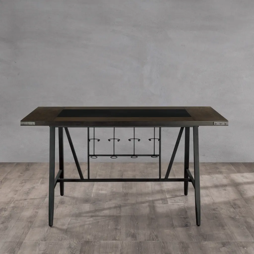 1Pc Counter Height Dining Table Glass Insert Top Wine Rack Base Casual kanepe