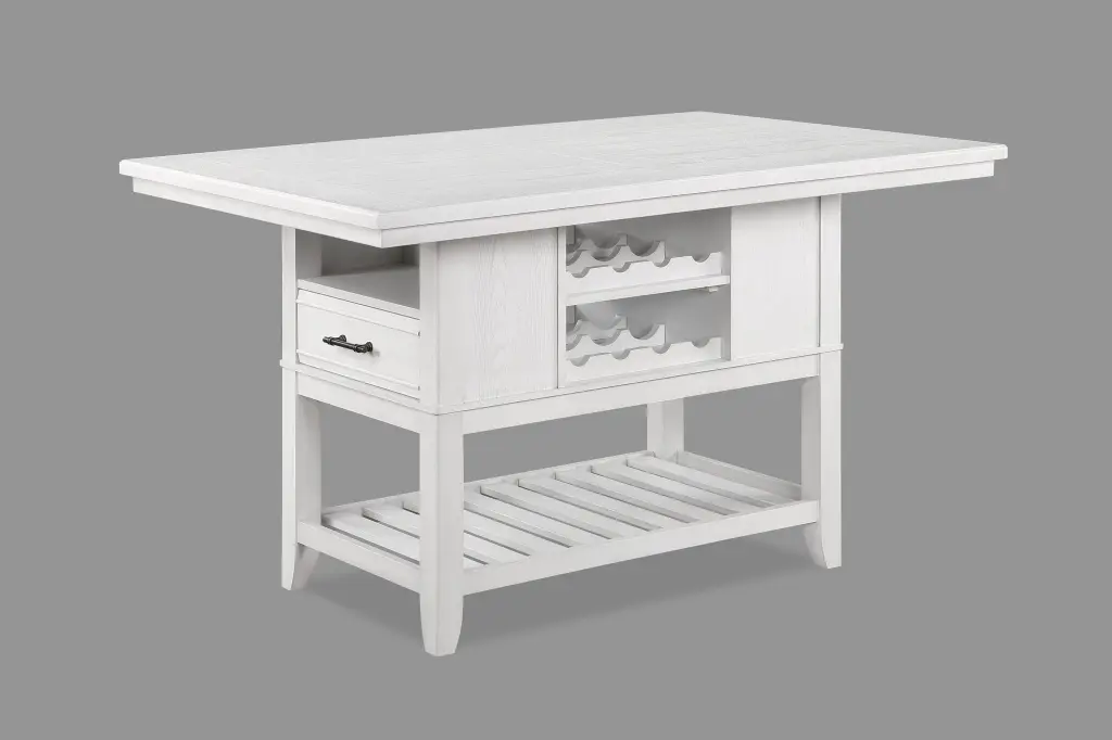 1Pc Counter Height Table Storage Drawers Wine Rack Open Shelf White kanepe
