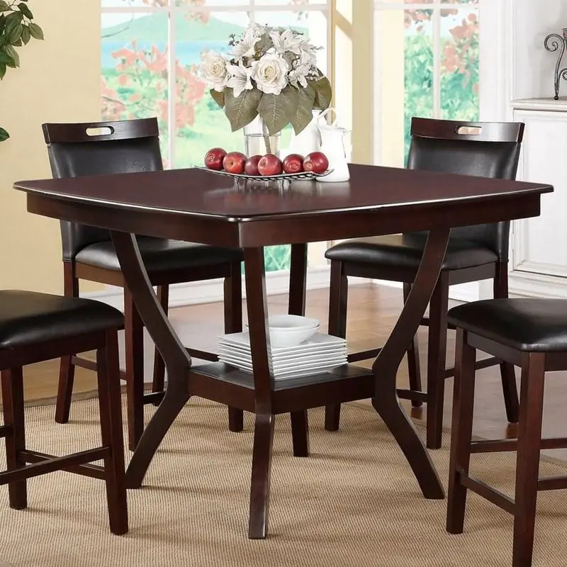 Counter Height Dining Table 1Pc Shelves Solid Wood Kitchen Table Small Spaces kanepe