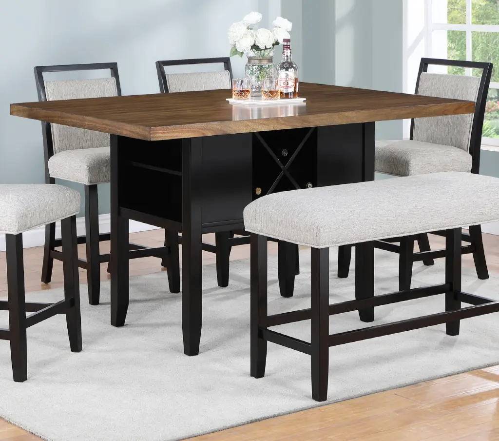 Farmhouse Counter Height Dining Rectangular Table Storage Two To Four kanepe