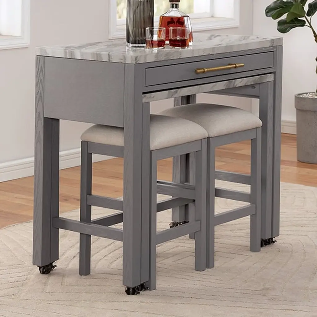 Light Gray Counter Height Table Nested Table Dining Room Furniture Set kanepe