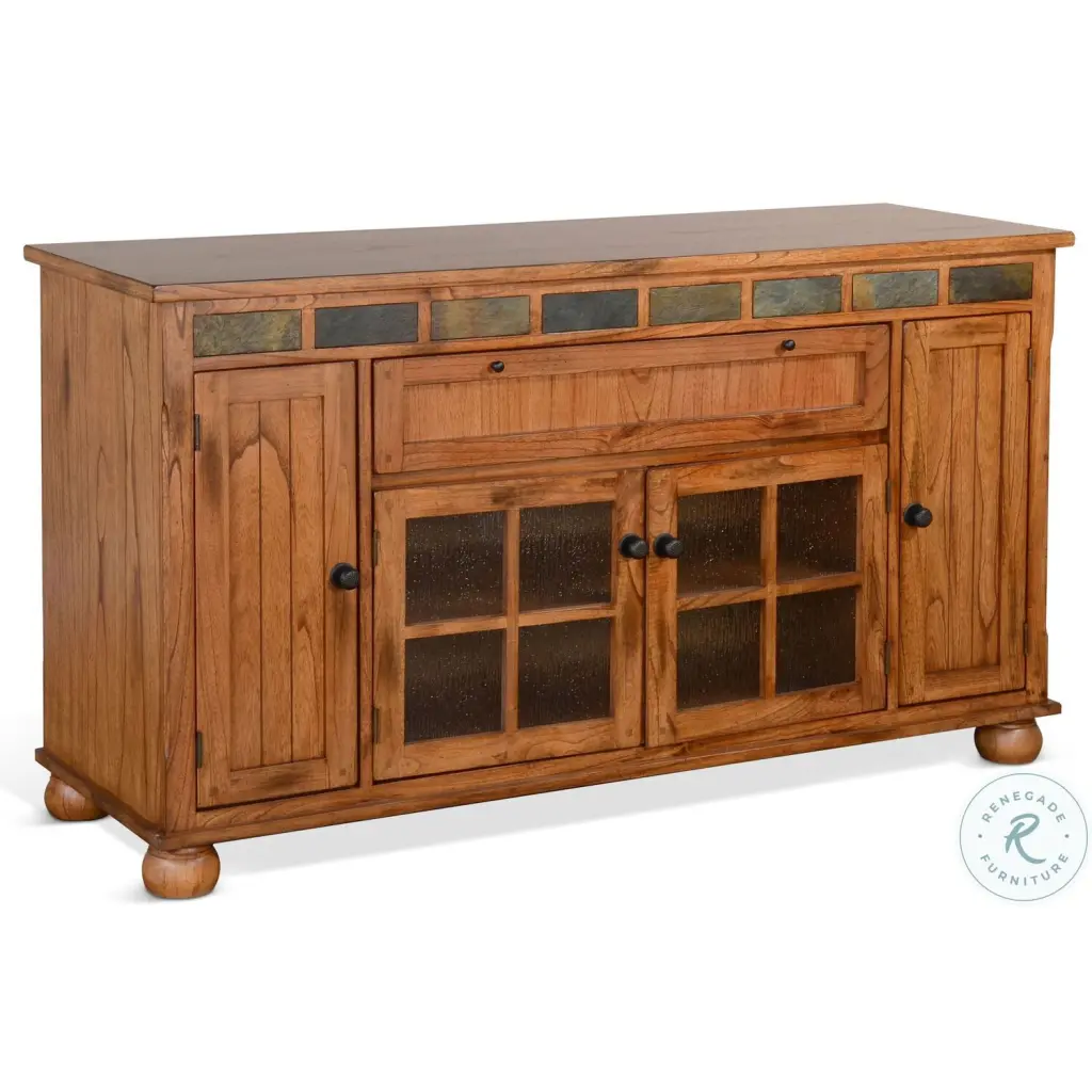 Sunny Designs Sedona Counter Height TV Console TVs up to 70 Inches Rustic Oak