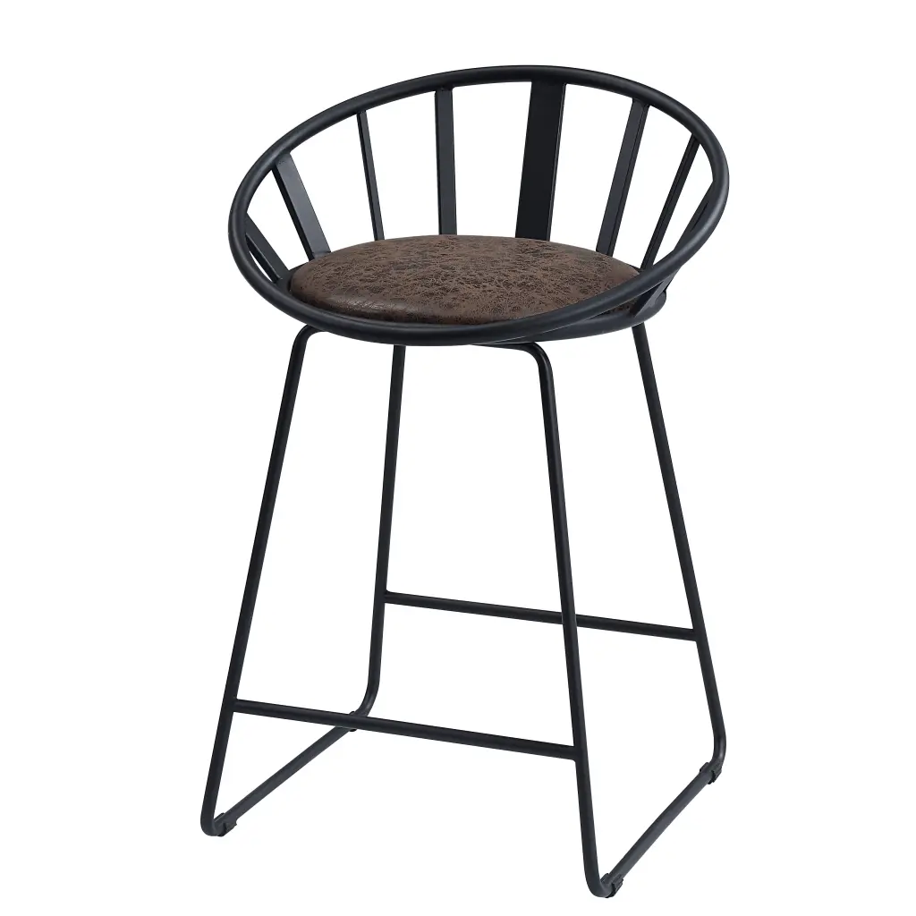 Zudora Counter Height Chair Set 2 Synthetic Leather Black Finish Dining Chairs acme onsite store