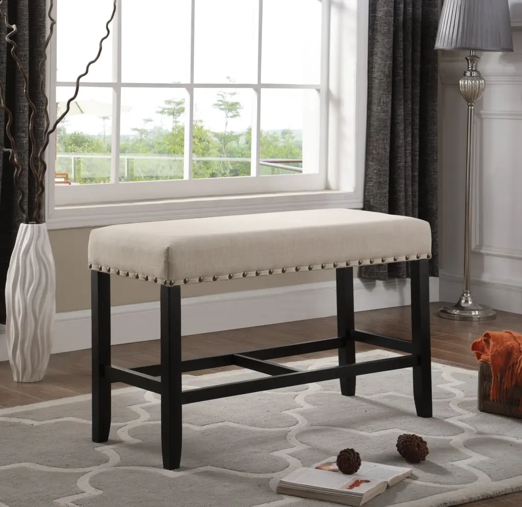Biony Counter Height Dining Bench Trim Tan Polyester hz