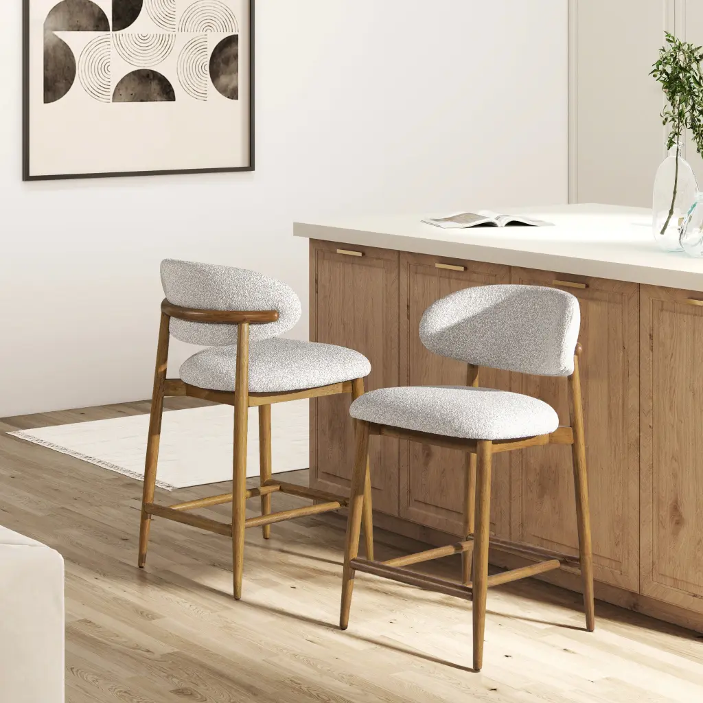 Locke 26.5 Inch Modern Upholstered Counter Stool Timber Frame Salt & Pepper jennifer taylor home