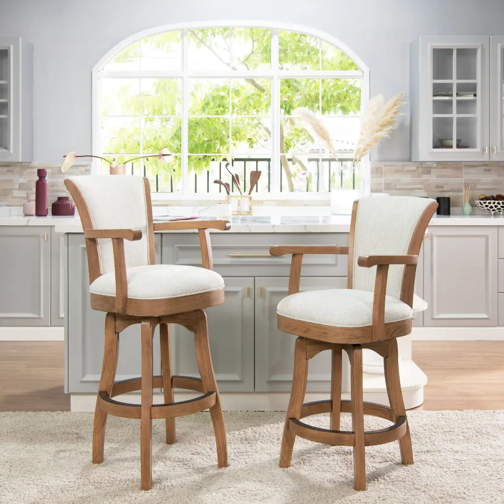 Williams 27In Swivel Counter Height Bar Stool White Pepper Stain Resistant jennifer taylor home