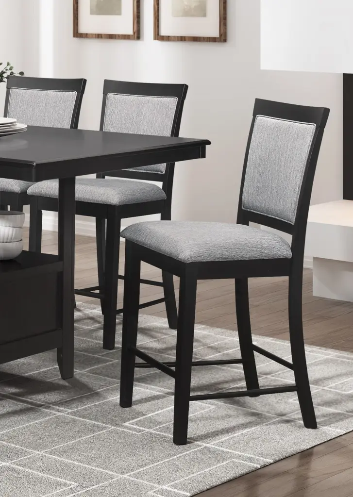 Charcoal Gray Finish Counter Height Chairs Set 2 Upholstered Seat Bar Stools kanepe