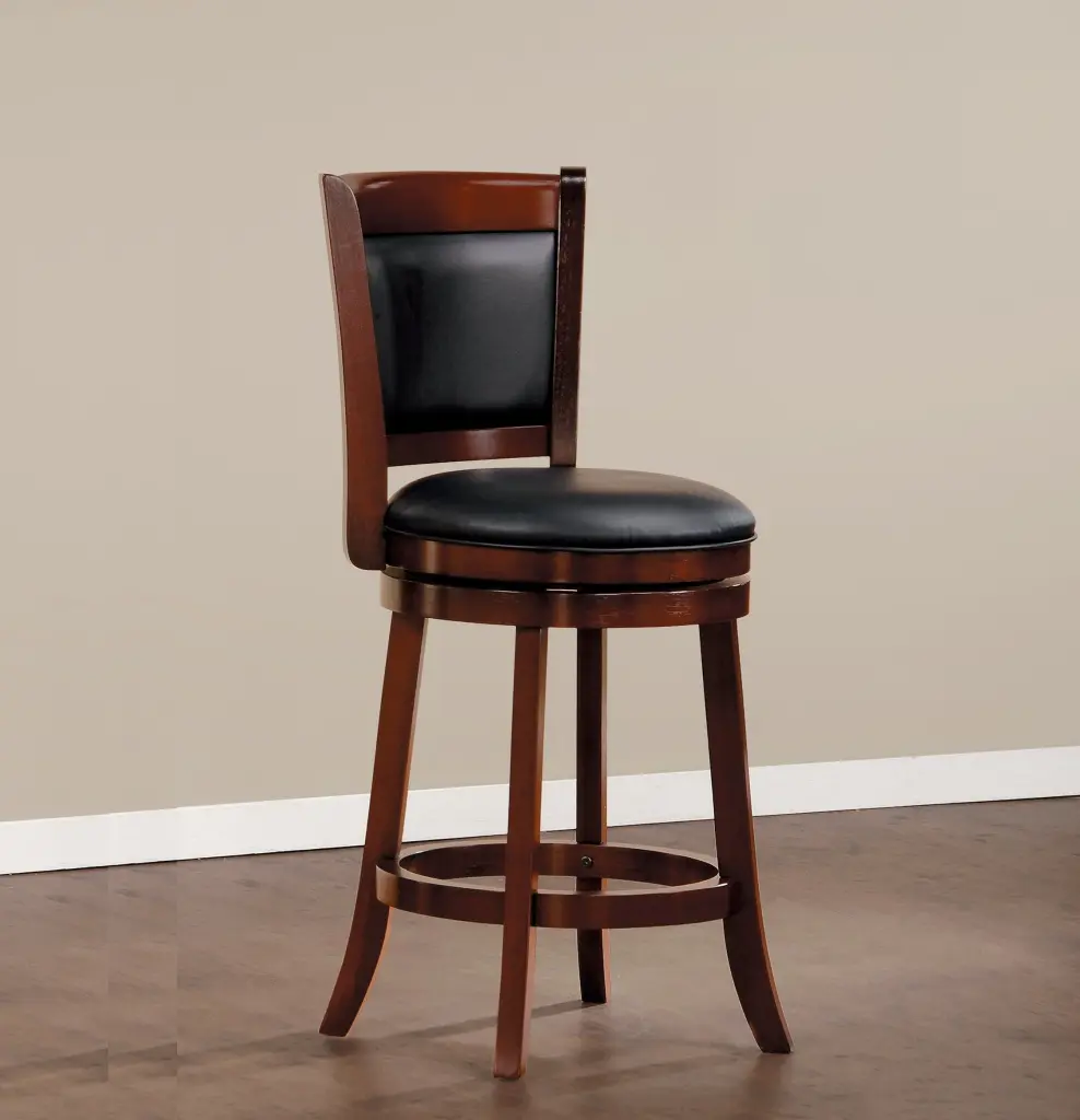 Cozy Swivel Counter Height Chair Dark Cherry Faux Leather 1Pc Bar Stool kanepe