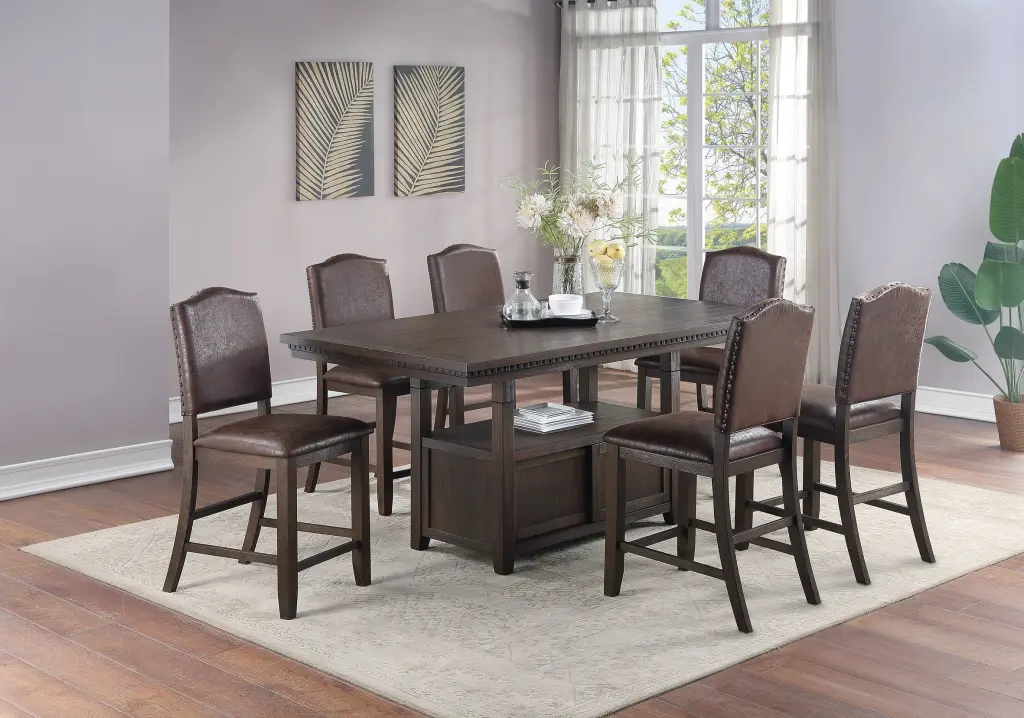 Dining Room Furniture Rustic Espresso Counter Height Table Storage Bin kanepe