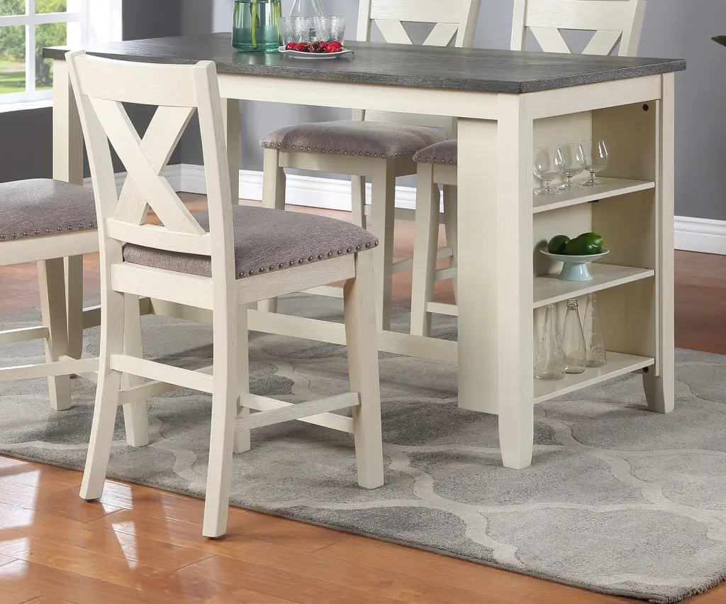 Modern Casual 1 Piece Counter Height Dining Table Storage Shelves kanepe