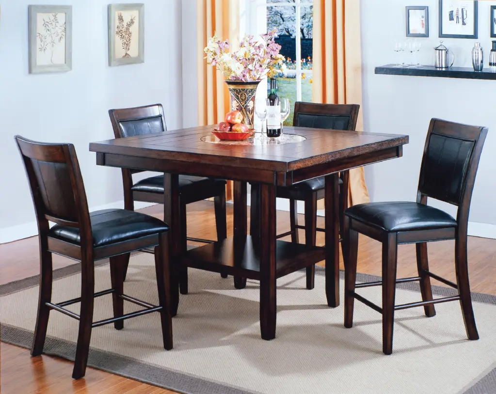 5 Piece Contemporary Farmhouse Style Counter Height Dining Set 20 Inch Table kanepe