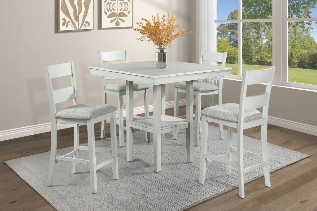 Rustic Farmhouse 5-Piece Counter Height Dining Set Square Wood Table kanepe