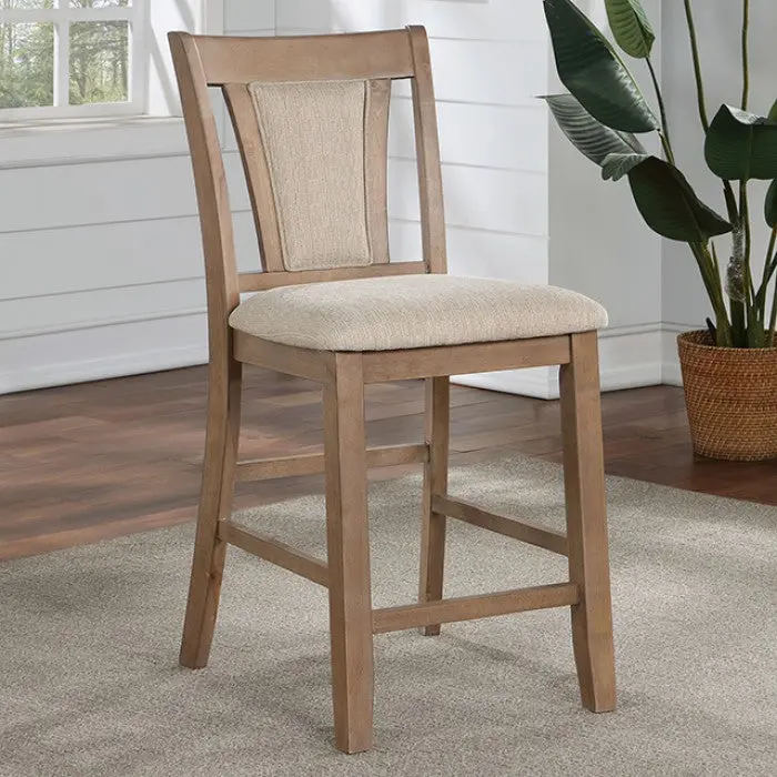 Transitional Set 2 Counter Height Chairs Natural Tone and Beige kanepe