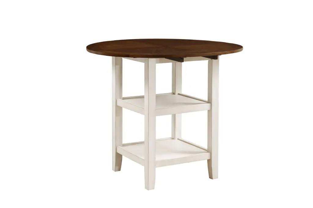 White and Dark Cherry Finish Counter Height Table 2 Bottom Storage Shelves kanepe