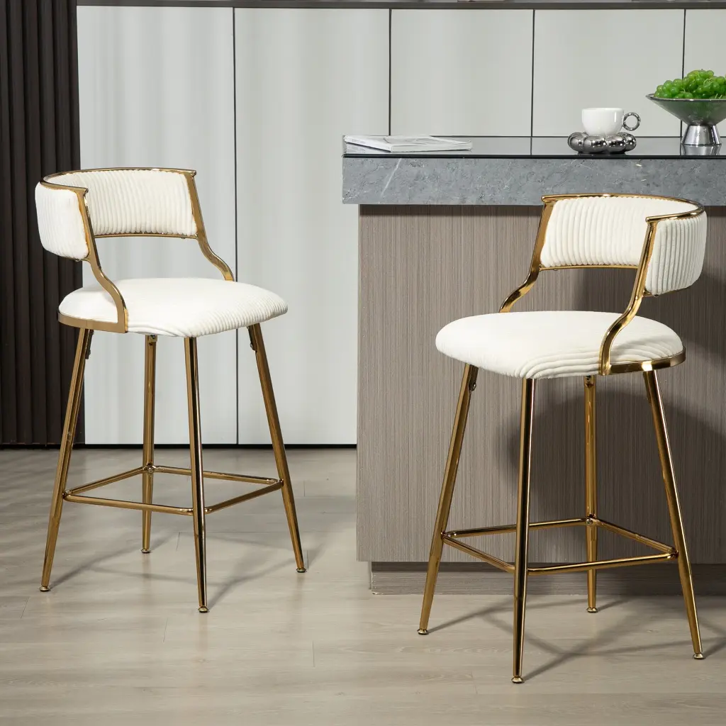 Set 2 26 Inch Counter Height Bar Stools Corduroy Kitchen Island Stools