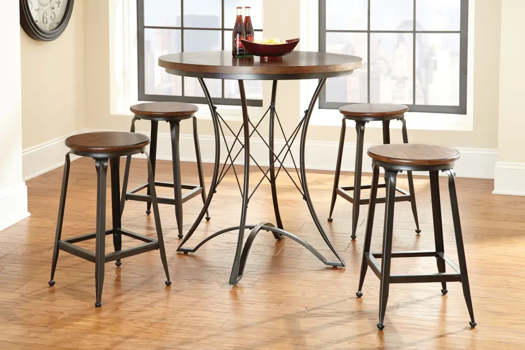 Adele 5 Piece Dining Set Counter Height Table Dark Brown steve silver furniture