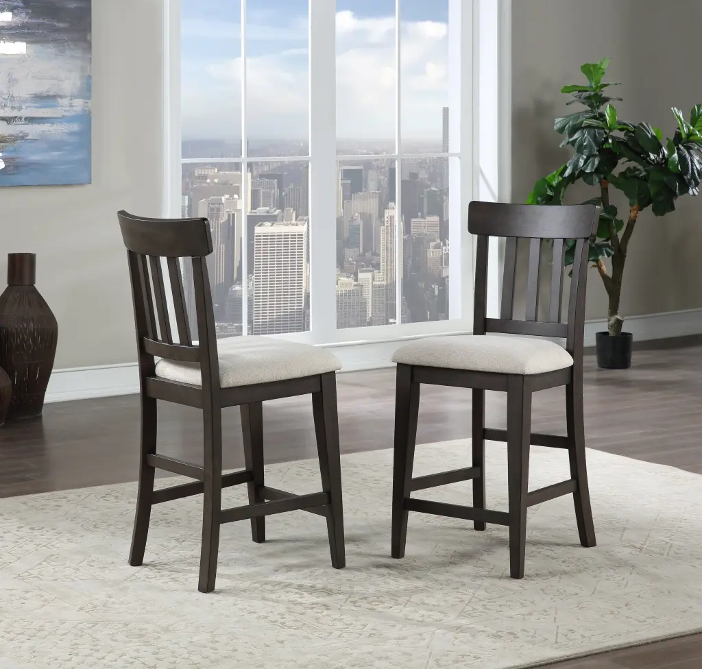 Napa Counter Chair Set 2 Dark Brown Timber Kitchen Bar Stools steve silver furniture