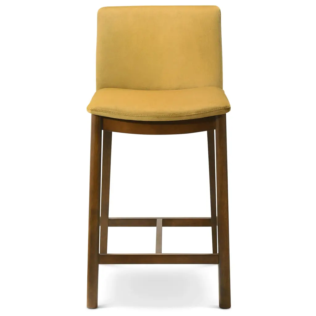 Shannon Counter Chair Dark Yellow Velvet Solid Brown Yellow Brown Dining Stool ashcroft furniture