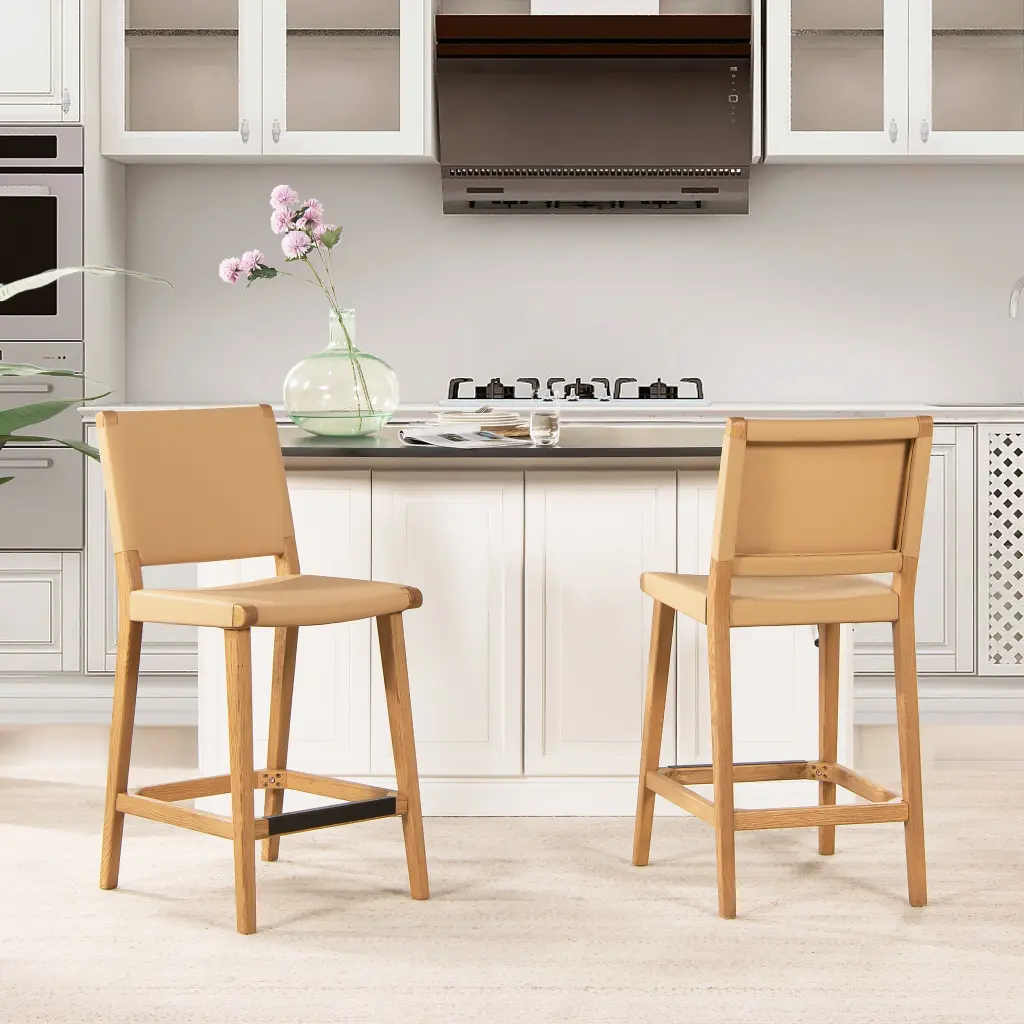 Pierre 26 Inch Farmhouse Saddle Kitchen Island Counter Stool Back jennifer taylor home