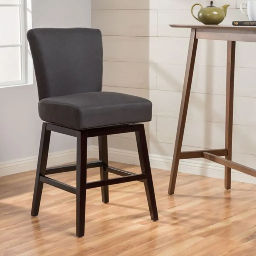 Swivel Counter Stool Charcoal Grey Upholstery Kitchen Island or Bar nh-bc furniturings