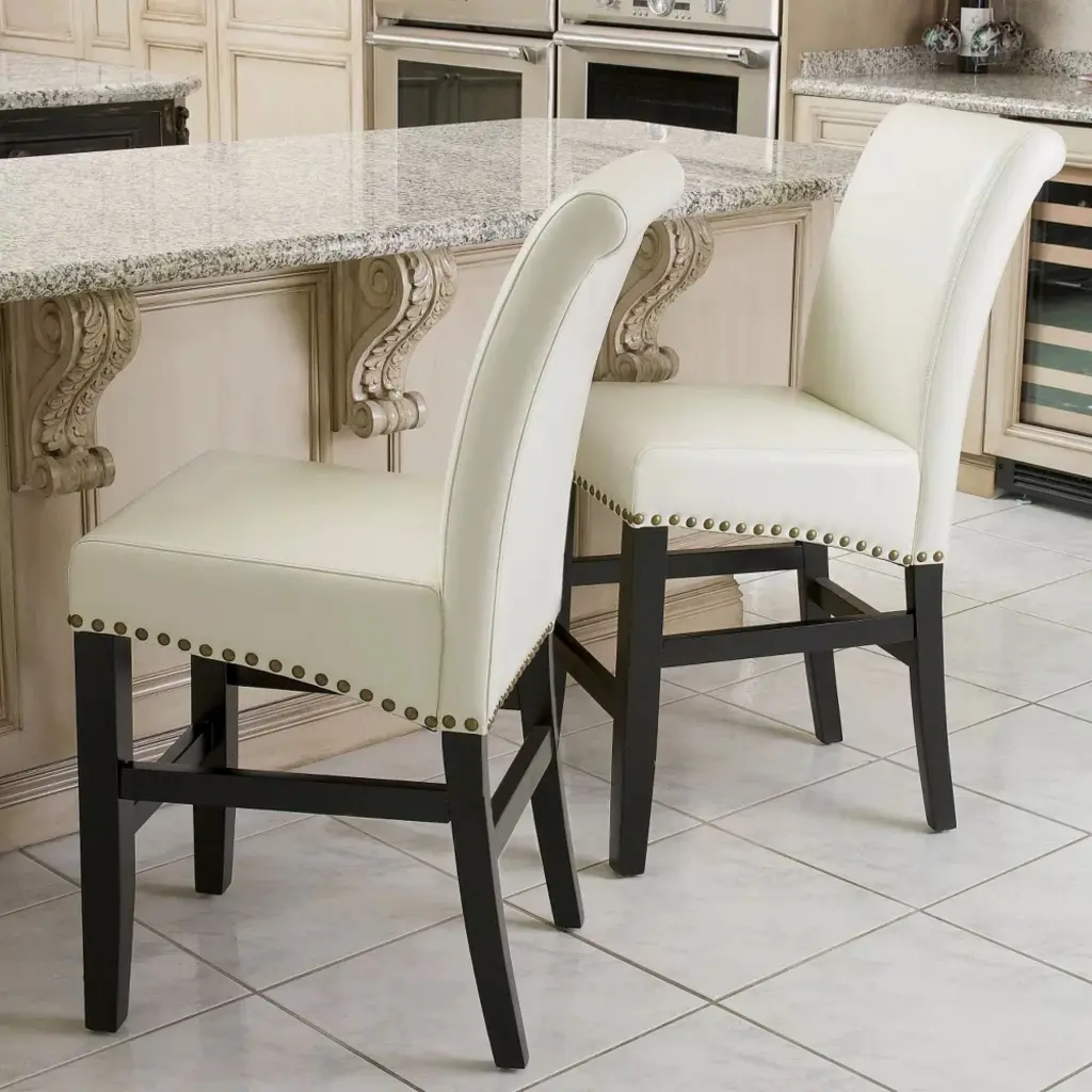 Contemporary Hide Counter Stools Ivory Dining Chairs Nail Head nh-onfind