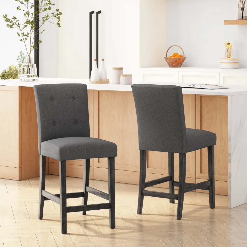 Set 2 Contemporary Button Tufted 26 Inch Counter Stools Kitchen nh-onfind