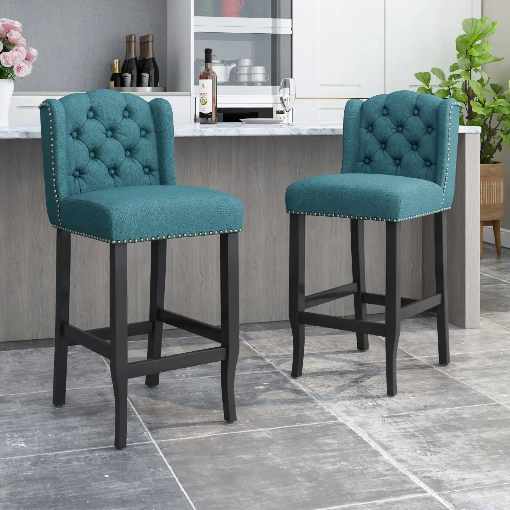 Vienna Contemporary Tufted Wing Support 31 Inch Counter Stools Set 2 nh-onfind
