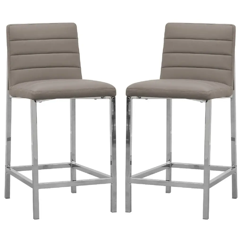 Eun 26 Inch Vegan Faux Hide Counter Stool Chrome Legs Set 2 royal hampton